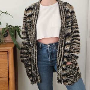 vintage 90s grunge stripe chunky boho boucle slouchy slub cardigan sweater